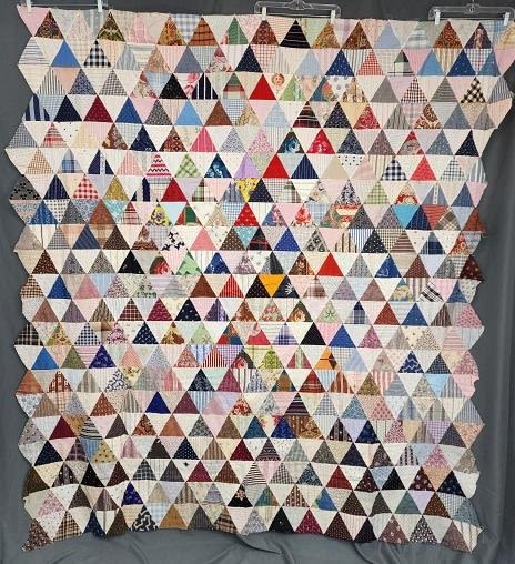 Lot 194: Antique c1890 Thousand Pyramid Quilt Top