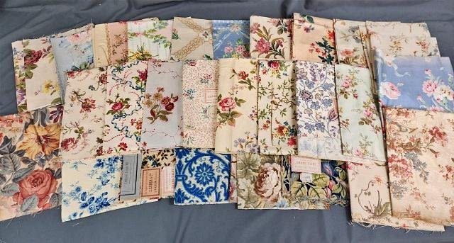 Lot 241: Group of 27 c1900s Large French Fabric Samples