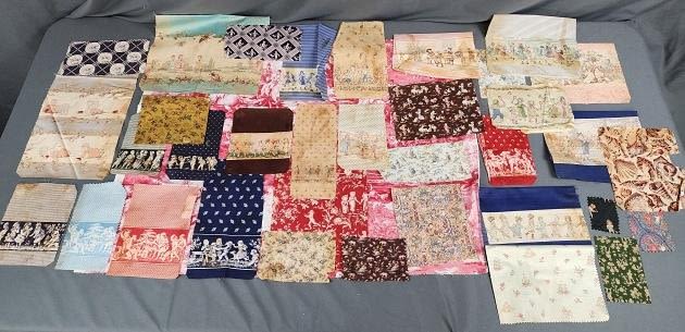 Lot 251: 36 Antique Figural Cotton Print Swatches