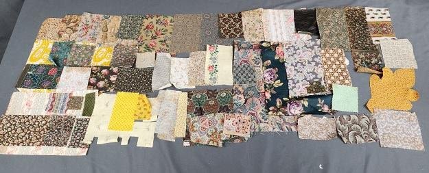 Lot 259: 100 Vintage Green and Yellow Fabric Swatches