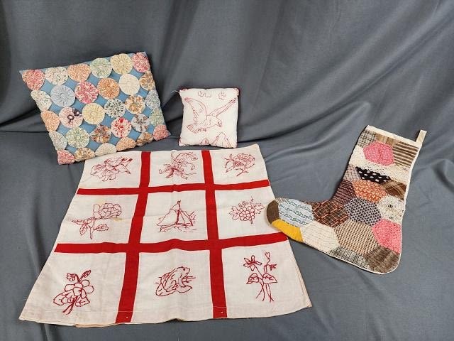Lot 268: Patchwork Pillows and Stocking