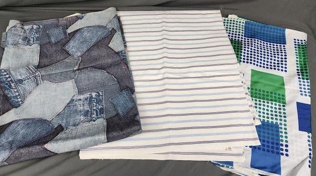 Lot 285: 3 Vintage Blue Fabrics Yardage