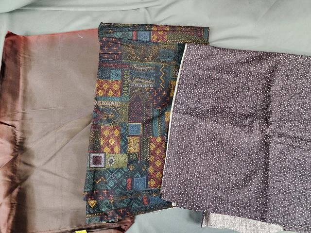 Lot 289: 3 Vintage Dark Fabrics Yardage