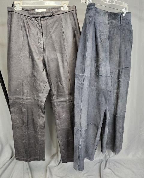 Lot 163: 2 Vintage Ladies Leather & Suede Pants - Giorgio Armani