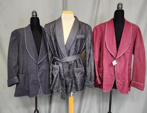 Lot 181: 3 Vintage Mens Smoking Jackets - Wool, Silk