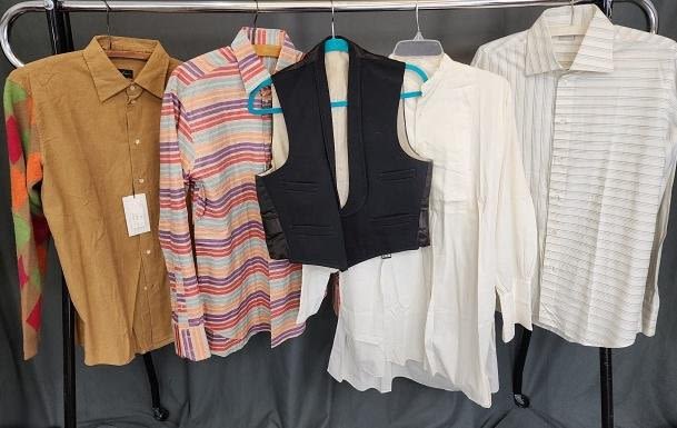 Lot 182: 4 Vintage Mens Shirts and a Tuxedo Vest