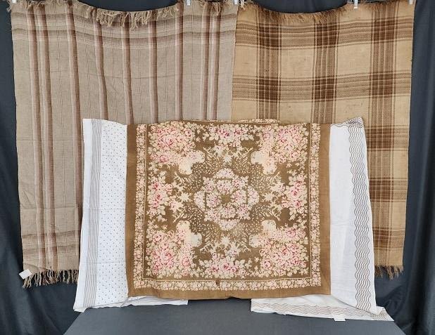 Lot 184: 5 Antique Shawls and Bandanas