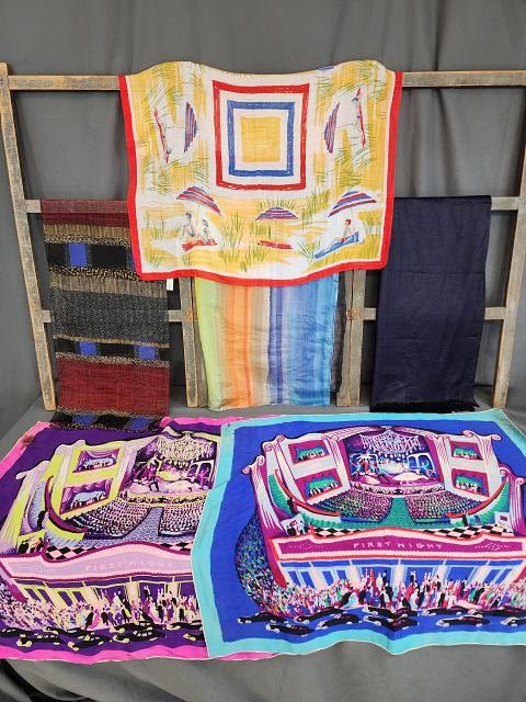 Lot 186: Group of 6 Vintage Scarves - Silk, and More