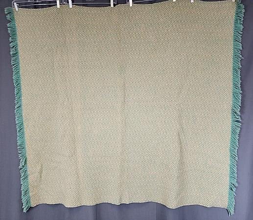 Lot 160: Vintage Green and Yellow Knitted Blanket