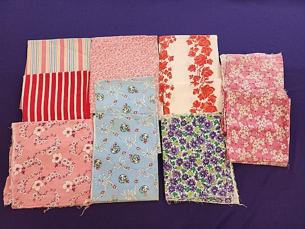 Lot 202: Group 3 of 10 Vintage Cotton Printed Feedsack Bags