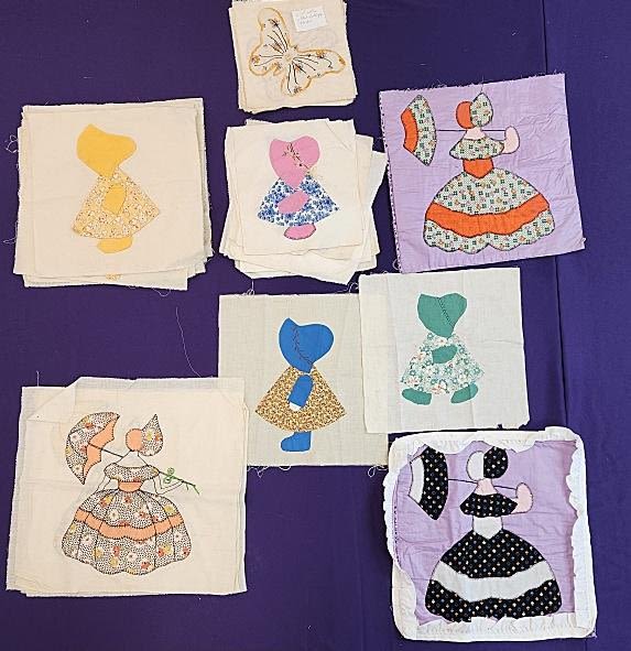 Lot 223: Antique c1930 SunBonnet Sue and Butterfly Blocks