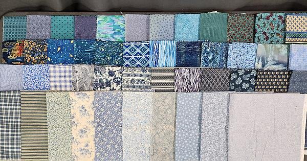 Lot 248: 10 lbs Quilt Fabric 1990-2010 - Blue Prints