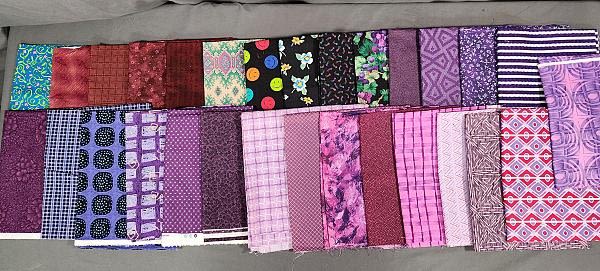 Lot 276: 10 lbs Quilt Fabric 1990-2010 - Purple Prints