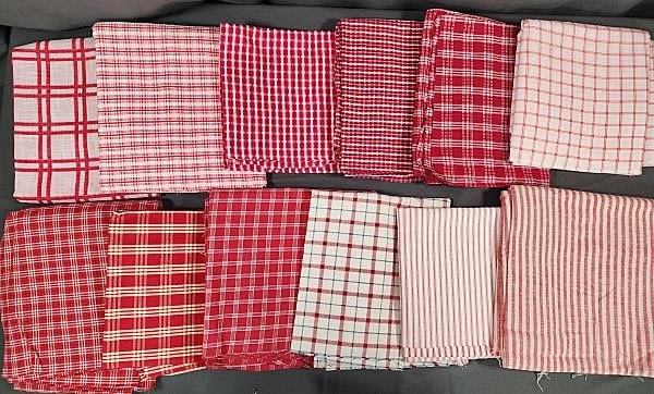 Lot 301: 10 lbs Quilt Fabric 1990-2010 - Woven Red Plaids & Stripes