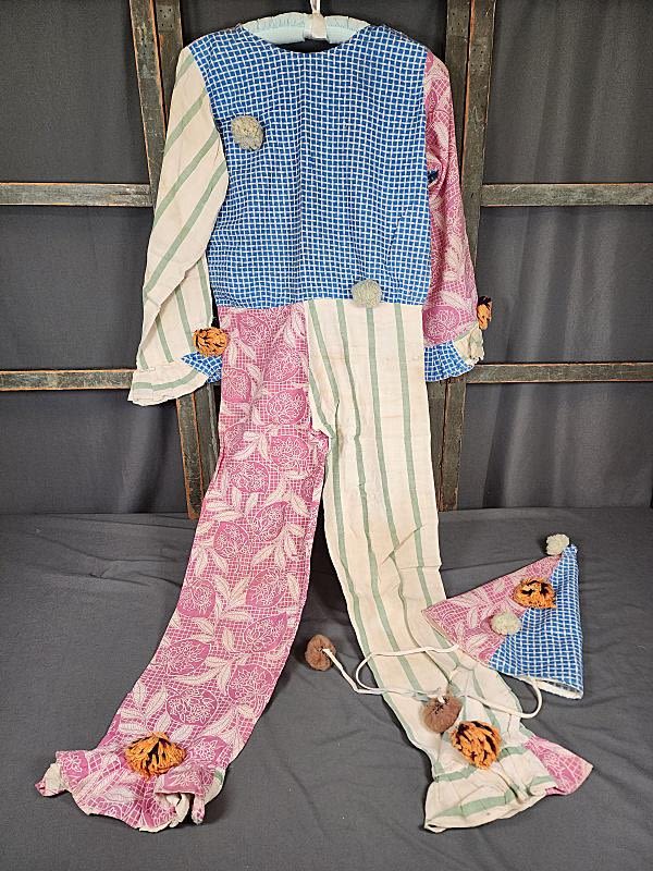 Lot 195: Vintage c1930s Clown Costume - Feedsack Fabrics