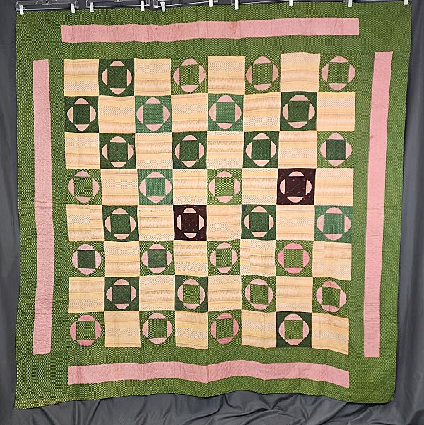 Lot 20: Antique c1860 Unique Quatrefoil Blossom Quilt