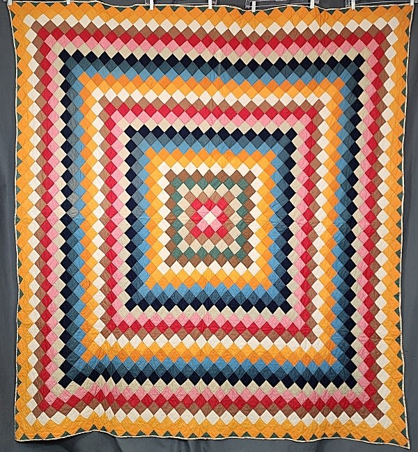 Lot 174: Antique c1920 Trip Around the World Quilt