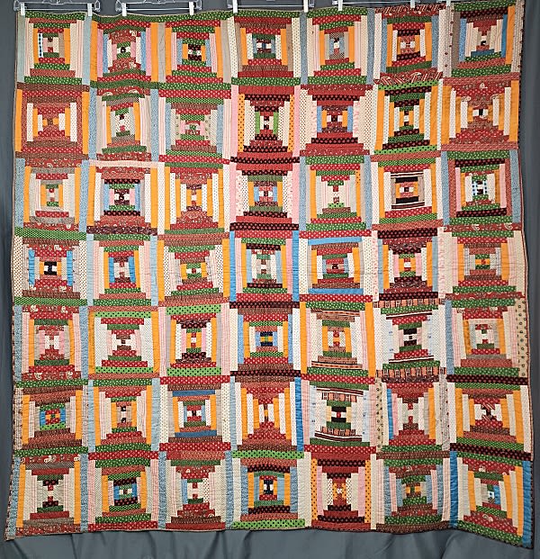 Lot 179: Antique c1890 Courthouse Steps Quilt
