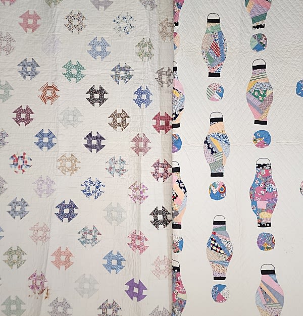 Lot 195: 2 Vintage c1940 Quilts - Lantern, Shoo Fly
