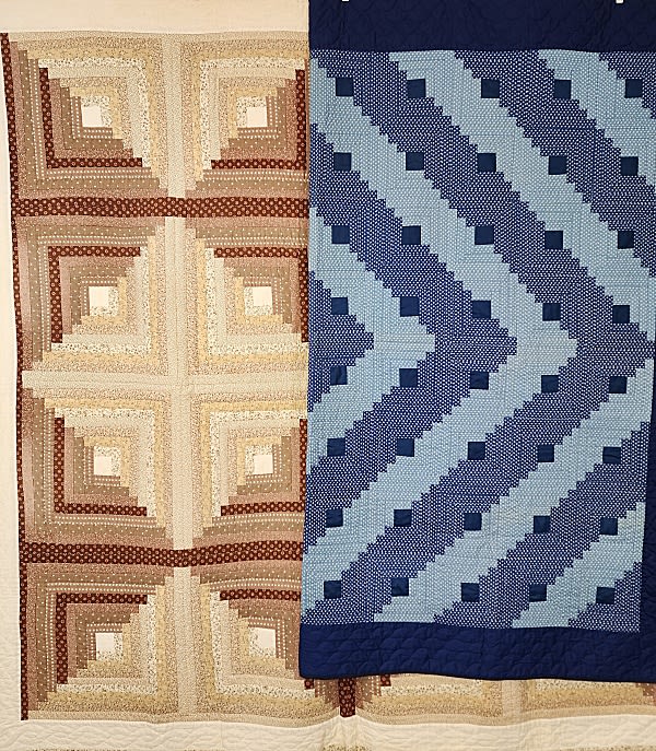 Lot 198: 2 Vintage Log Cabin Quilts