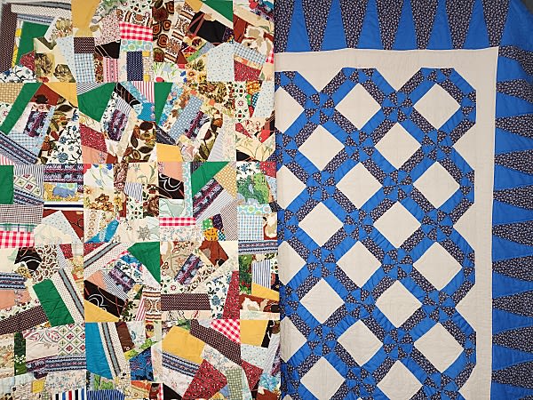Lot 199: 2 c1970 Quilts - Crazy Quilt, Windmill