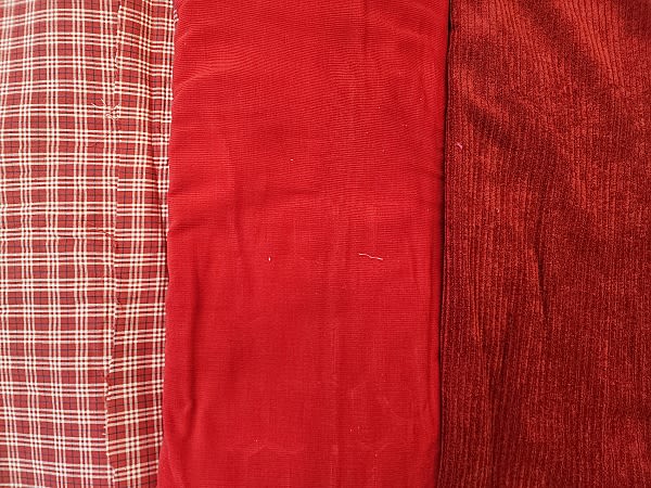 Lot 220: 10 lbs Fabric 1990-2010 - Red Plaid, Corduroy