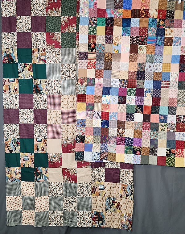 Lot 244: 2 Contemporary Quilt Tops with Squares