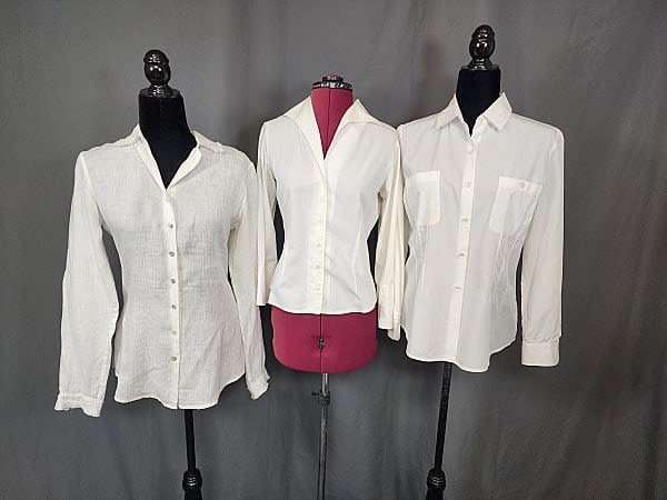 Lot 158: 3 Vintage Ladies White Blouses