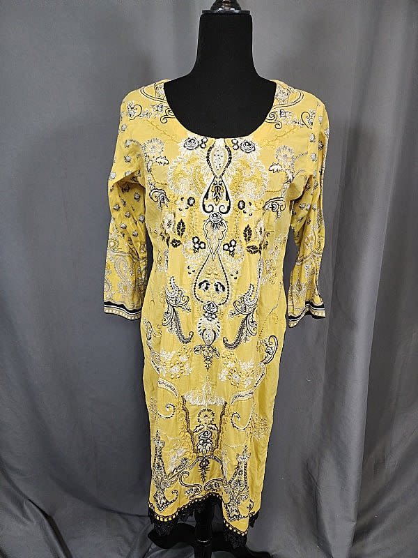 Lot 175: Vintage Ladies Yellow Cotton Ethnic Tunic