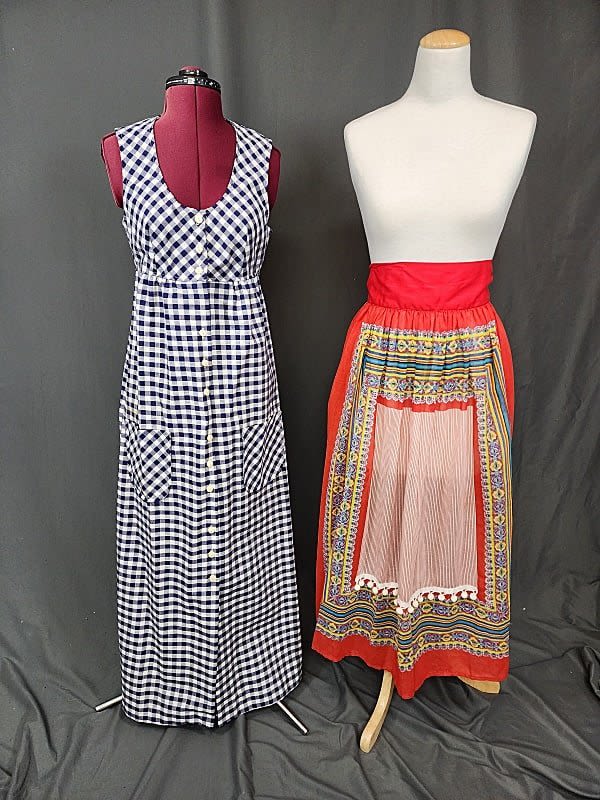 Lot 183: Vintage Blue Gingham Dress with Bohemian Apron