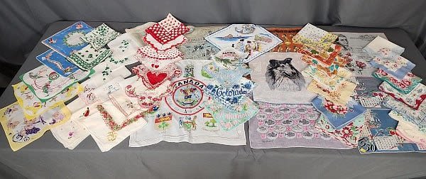 Lot 202: 50 Vintage Handkerchiefs - Child, Signed, Holiday