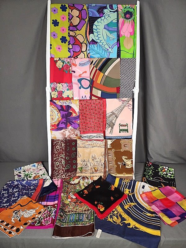 Lot 203: 23 Vintage Silk Scarves - Dior, Spade, de la Renta