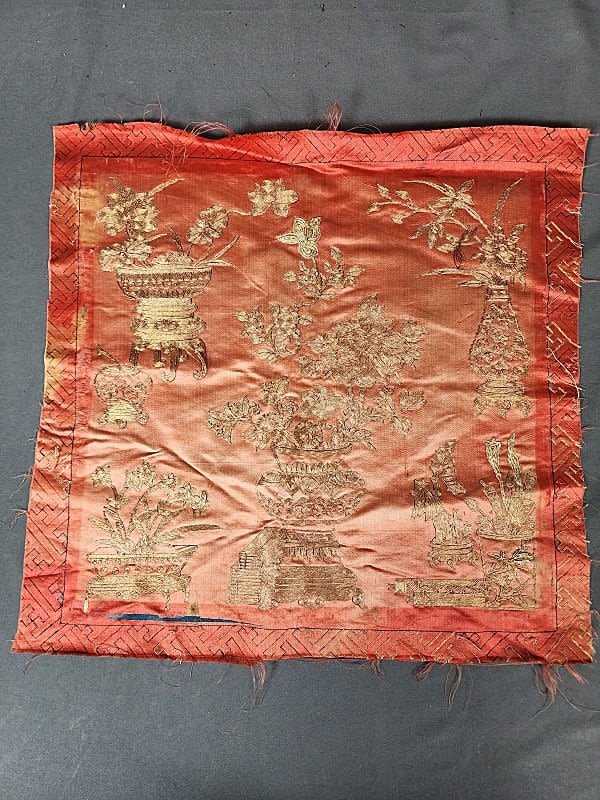 Lot 210: Antique Chinese Silk with Gold Embroidery Panel