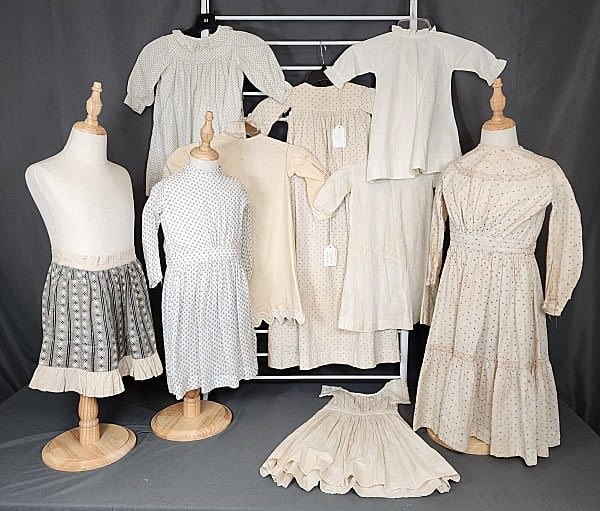 Lot 212: 9 Antique 19th Century Girls Dresses