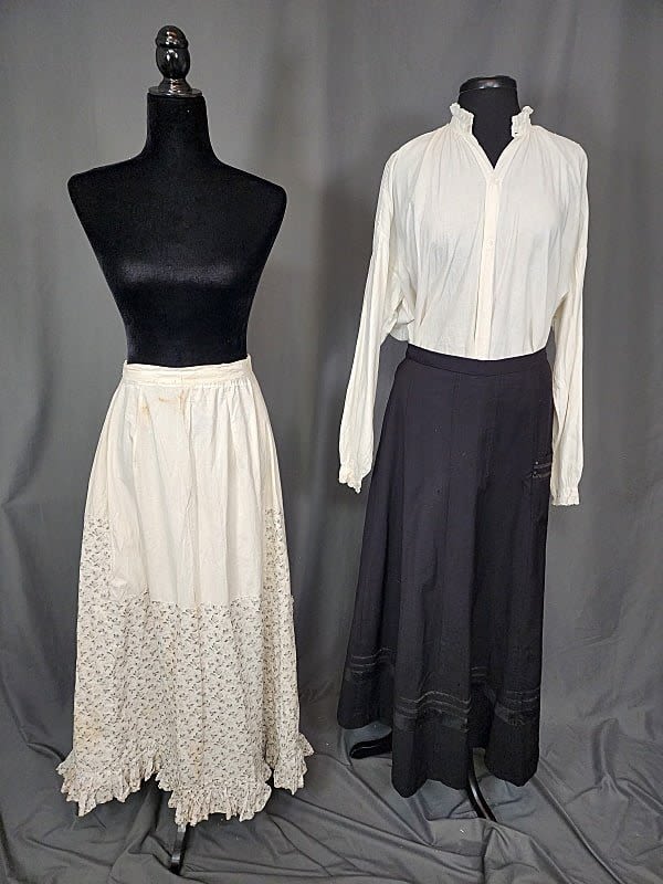Lot 220: 2 Antique Skirts and a Linen Blouse