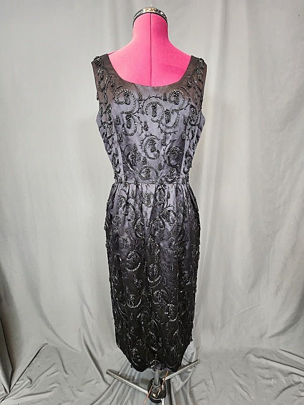 Lot 226: Black Sleeveless Beaded Cocktail Dress