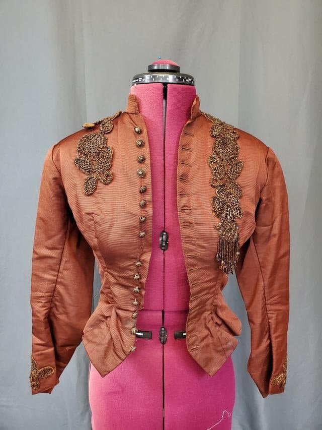 Lot 235: Antique Victorian Beaded Jacket & Unfinished Yellow Wool Skirt