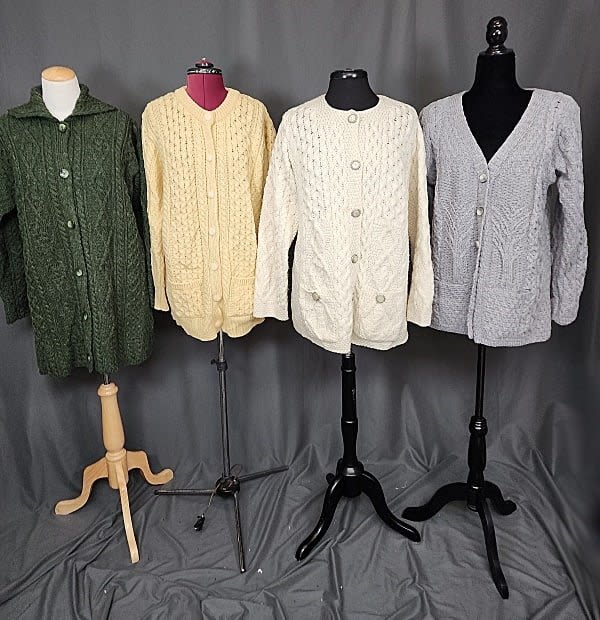 Lot 237: 4 Aran Craft Ireland Cardigan Wool Sweaters - Sz L