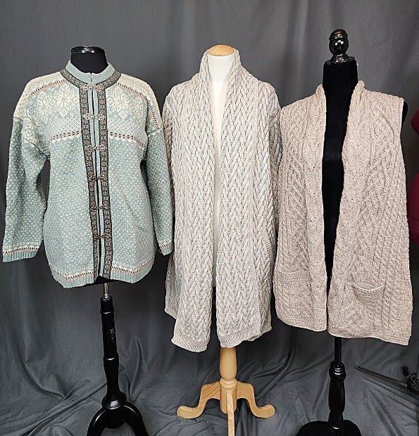 Lot 238: 3 Wool Sweaters - Squaw Valley, Aran, and Kilronan
