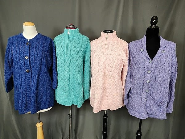 Lot 241: 4 Wool Women's Sweaters - Aran, Kilronan