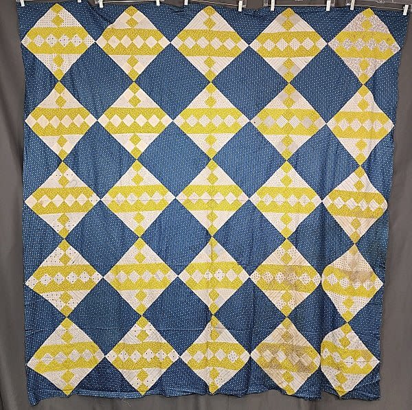 Lot 165: Antique c1900 Jacobs Ladder Quilt Top