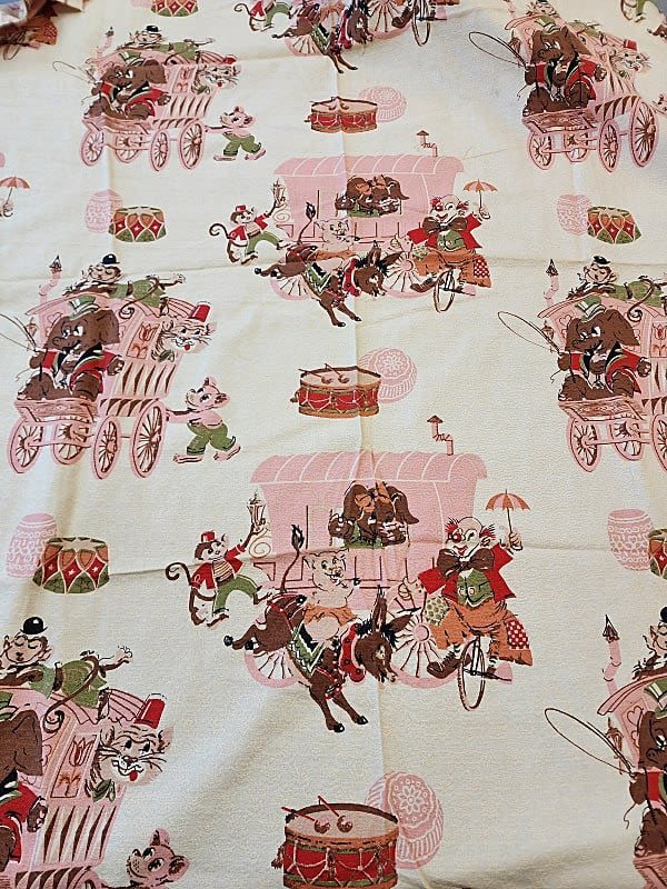 Lot 178: Vintage MCM Circus Themed Fabric