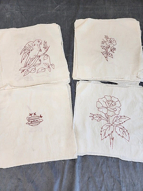 Lot 199: Antique Red Work Quilt Blocks
