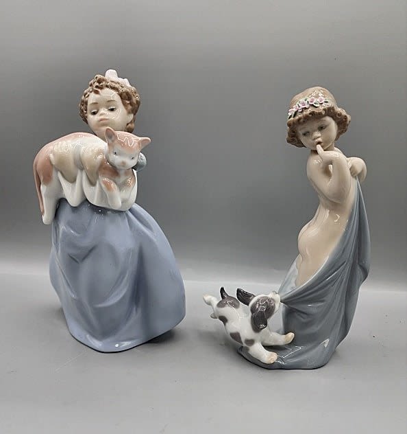 Lot 150: 2 Lladro Figurines-Girl With Cat and Girl With Dog