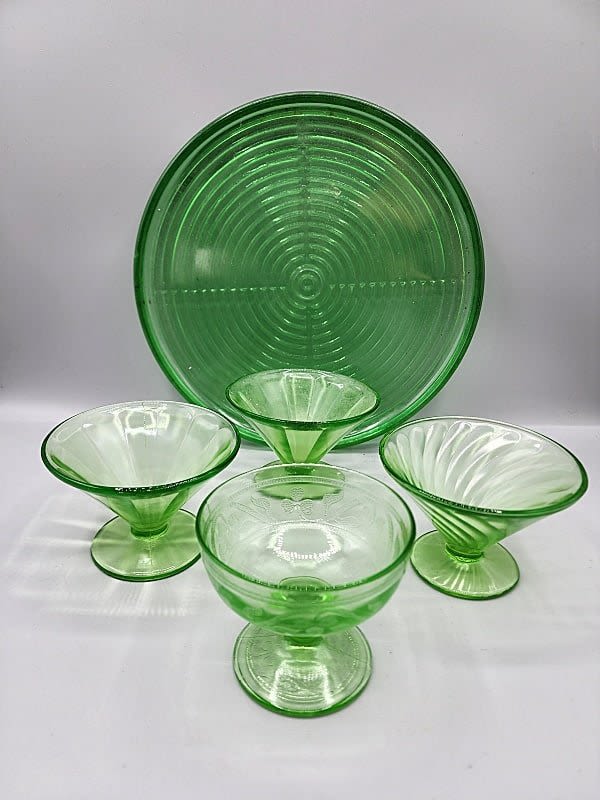 Lot 160: Vintage Green Uranium Glass Group