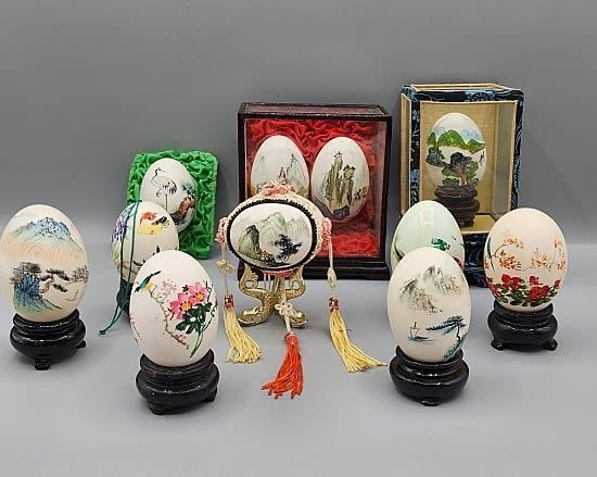 Lot 183: Group of Vintage Hand Paint Eggs - Asian