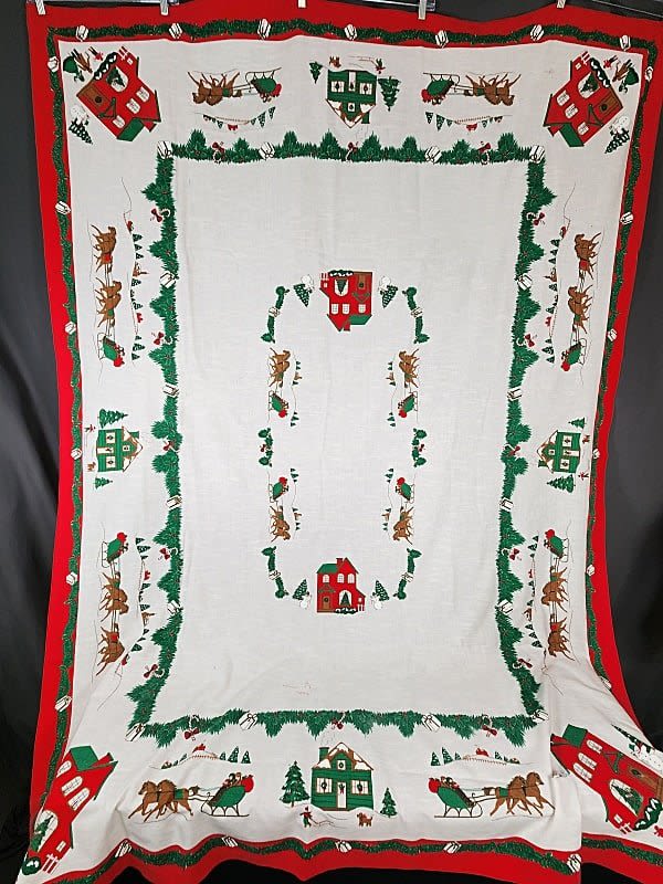 Lot 212: Vintage Christmas Tablecloth and More
