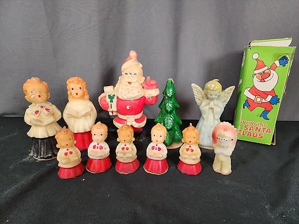 Lot 216: Vintage Christmas Candle Group and Naughty Novelty Toy