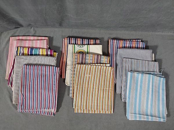 Lot 207: 13 Vintage Feedsacks-Stripes