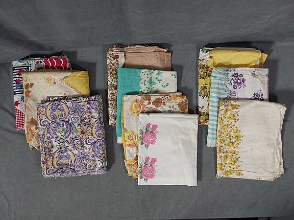 Lot 211: 10 Vintage Feedsacks-Border Prints